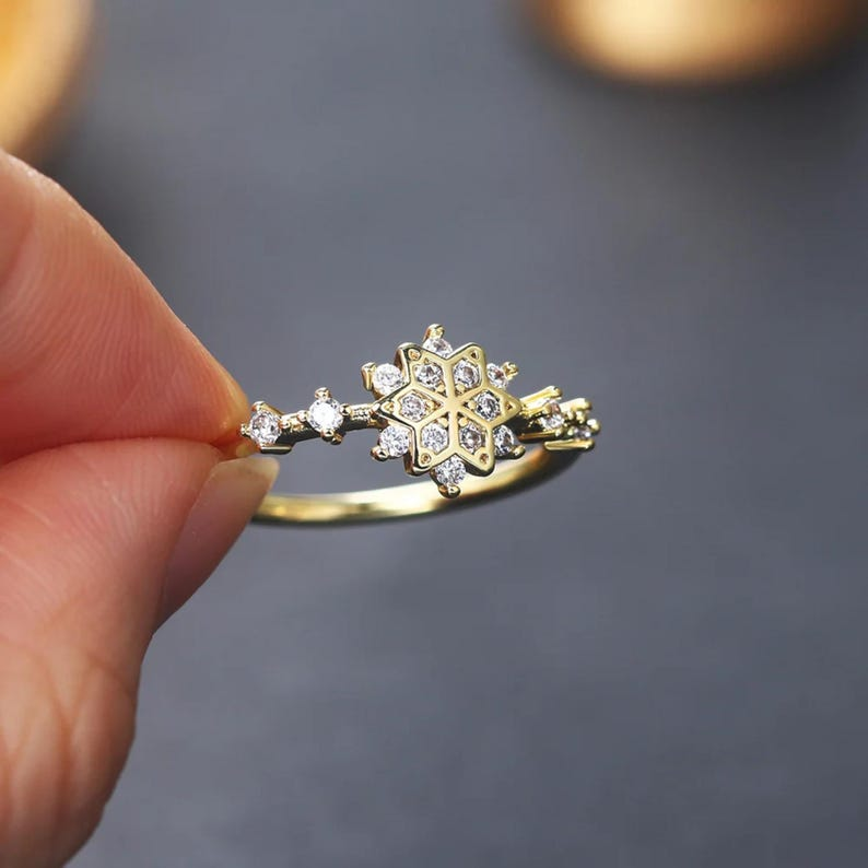 14K Gold Plated Snowflake Ring
